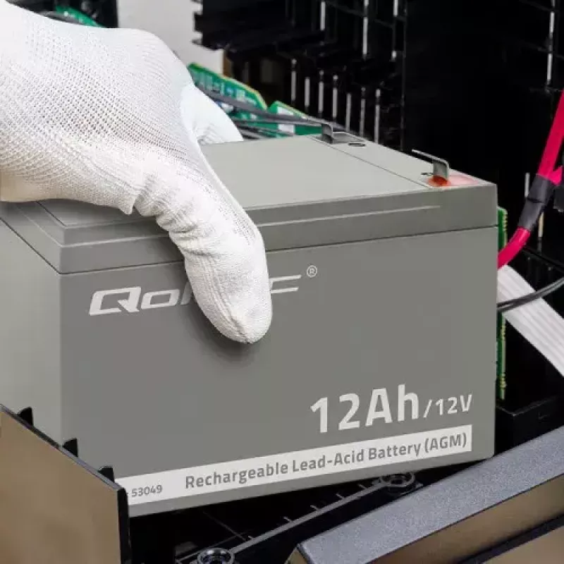 Qoltec 53049 AGM akumulators 12V 12Ah, pelēks, 150×98×95 mm