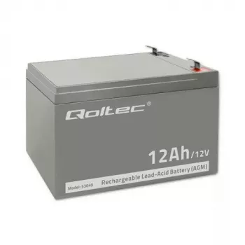Qoltec 53049 AGM akumulators 12V 12Ah, pelēks, 150×98×95 mm