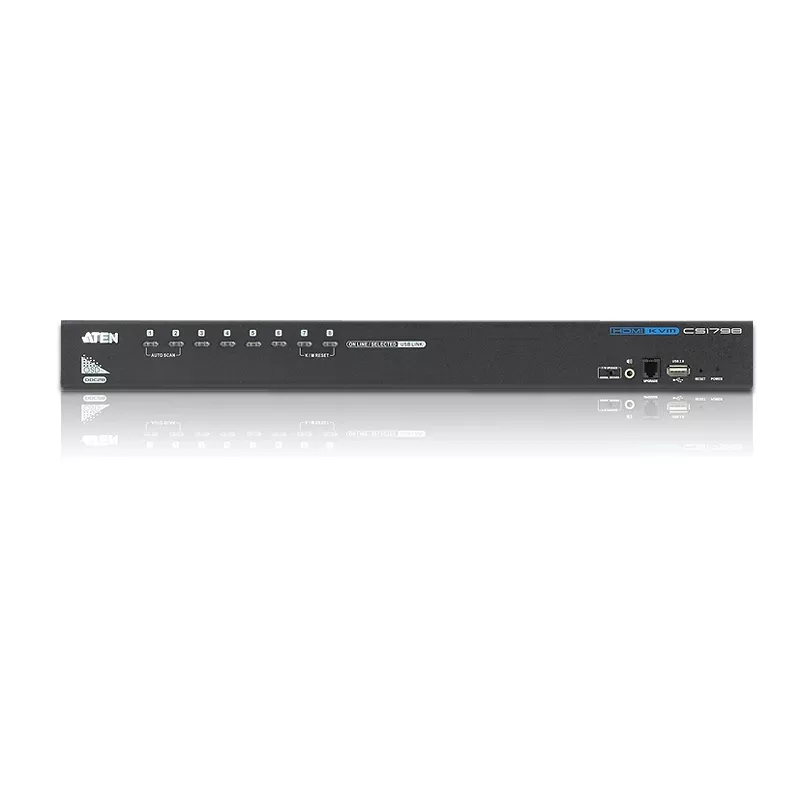 ATEN CS1798 KVM pārslēgs ar 8 portiem, USB HDMI/audio, 1920 x 1200 (WUXGA), USB 2.0 centrmezgls, uzstādāms statnē