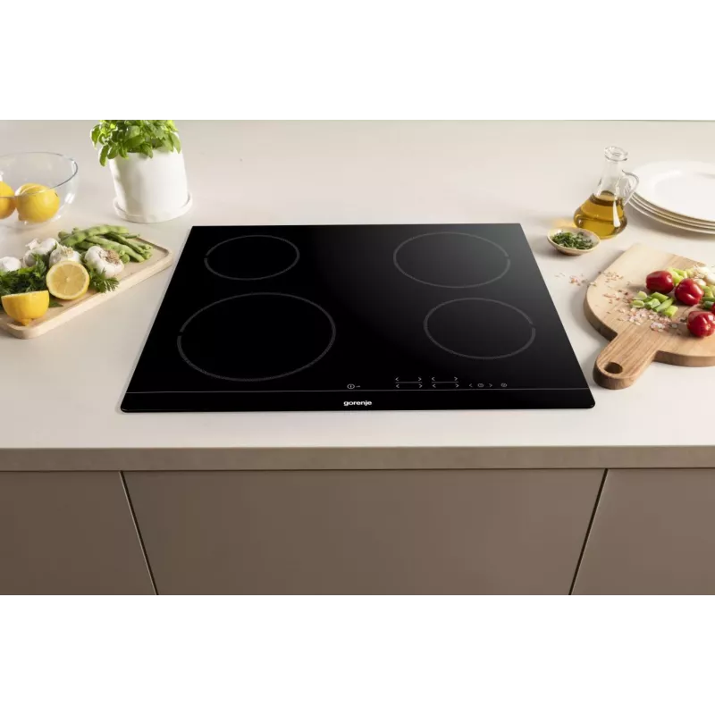 Iebūvējamā keramikas plīts virsma Gorenje ECT641BSC, 60 cm, 4 zonas, skārienvadība, melna