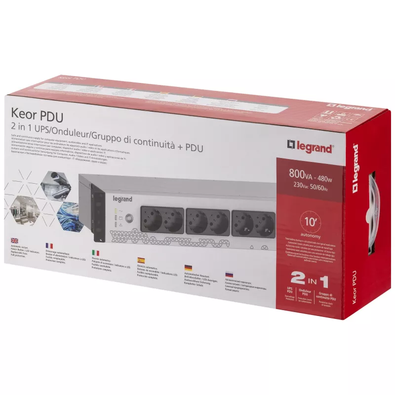 Legrand Keor PDU 800VA GR/IT IEEJA 8 IEC IZEJA nepārtrauktās barošanas avots (UPS) Standby (Offline) 0.8 kVA 480 W 16 maiņstrāvas kontaktligzdas