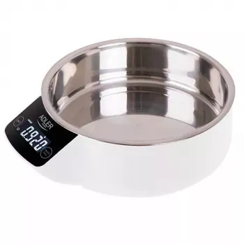 Virtuves elektroniskie svari Adler AD 3166 — 5 kg, 1 g precizitāte, nerūsējošā tērauda bļoda 0,9 L, LCD, taimeris