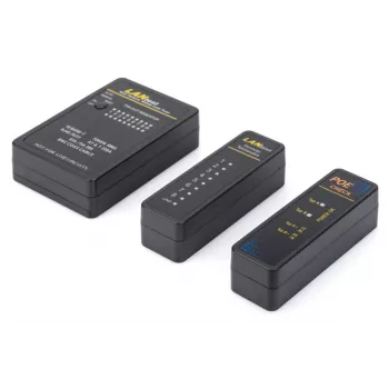 DIGITUS kabeļu testeris, tīkla, RJ45, BNC galvenā ierīce, tālvadības vienība, PoE testeris, ar maciņu