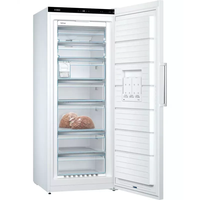 Brīvstāvošs saldētājs Bosch Serie 6 GSN54AWDV — 328 L neto, NoFrost, FastFreeze, LED displejs, Balts