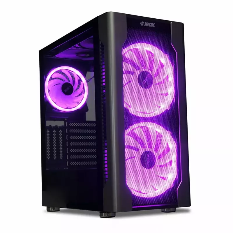 Korpuss IBOX Chiron ZH68 Gaming, ATX Midi-Tower, EATX atbalsts, melns, sānu logs, apgaismojums