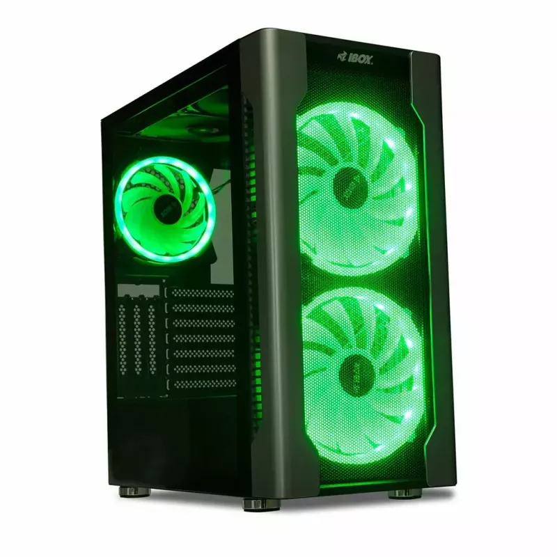 Korpuss IBOX Chiron ZH68 Gaming, ATX Midi-Tower, EATX atbalsts, melns, sānu logs, apgaismojums