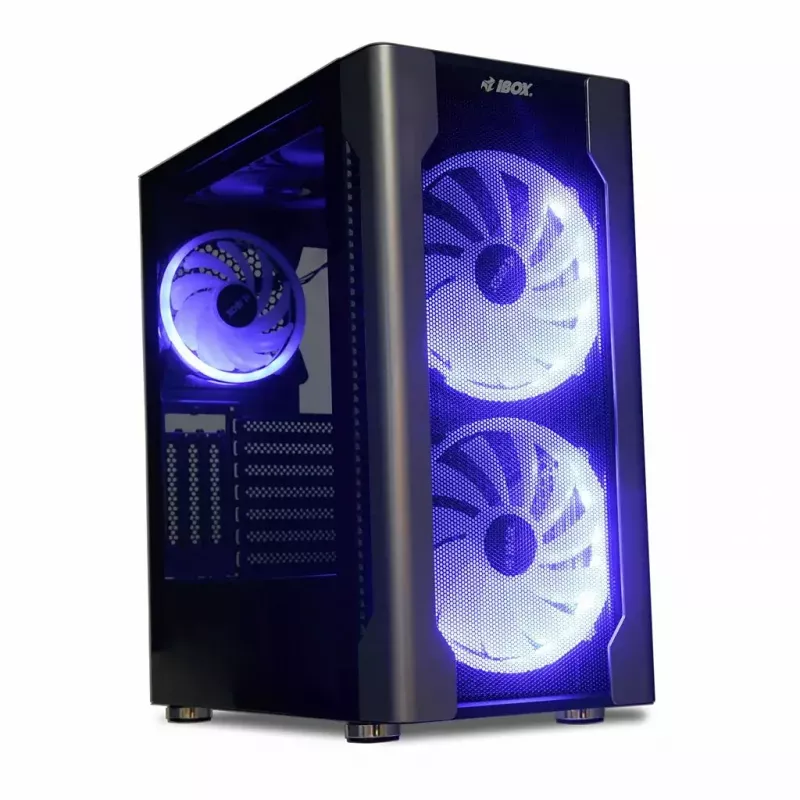 Korpuss IBOX Chiron ZH68 Gaming, ATX Midi-Tower, EATX atbalsts, melns, sānu logs, apgaismojums