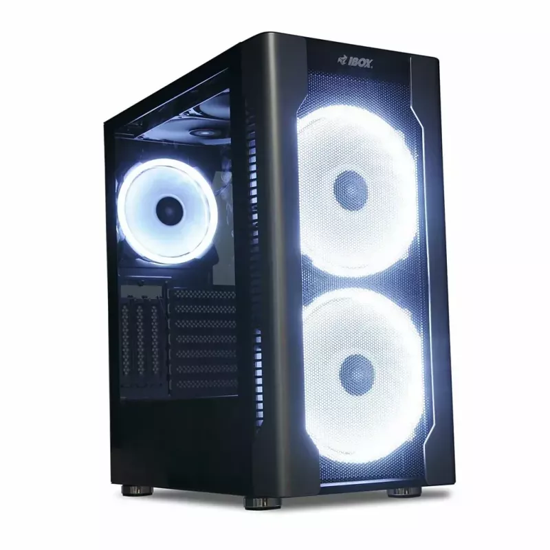 Korpuss IBOX Chiron ZH68 Gaming, ATX Midi-Tower, EATX atbalsts, melns, sānu logs, apgaismojums