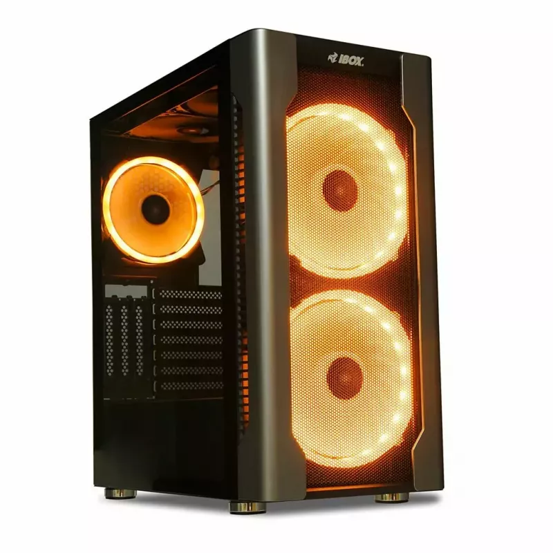 Korpuss IBOX Chiron ZH68 Gaming, ATX Midi-Tower, EATX atbalsts, melns, sānu logs, apgaismojums