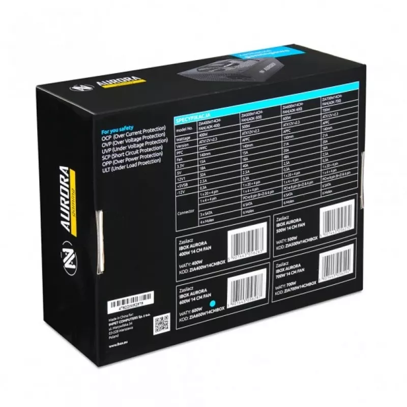 iBox Aurora 700W ATX barošanas bloks, 14 cm ventilators
