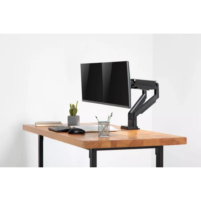 DIGITUS Universāls Divu Monitoru Stiprinājums Gāzes Atsperes Skava 17-32 collas 2x 9 kg