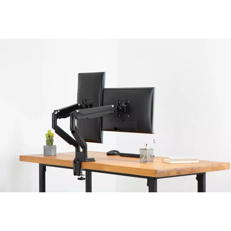 DIGITUS Universāls Divu Monitoru Stiprinājums Gāzes Atsperes Skava 17-32 collas 2x 9 kg