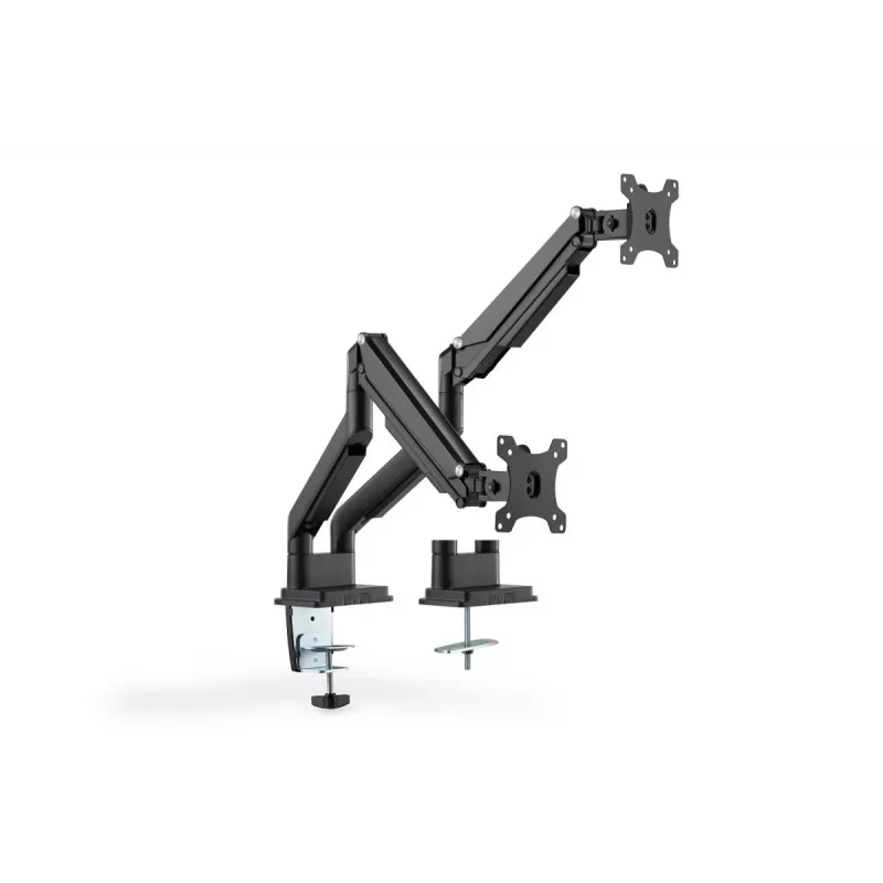 DIGITUS Universāls Divu Monitoru Stiprinājums Gāzes Atsperes Skava 17-32 collas 2x 9 kg