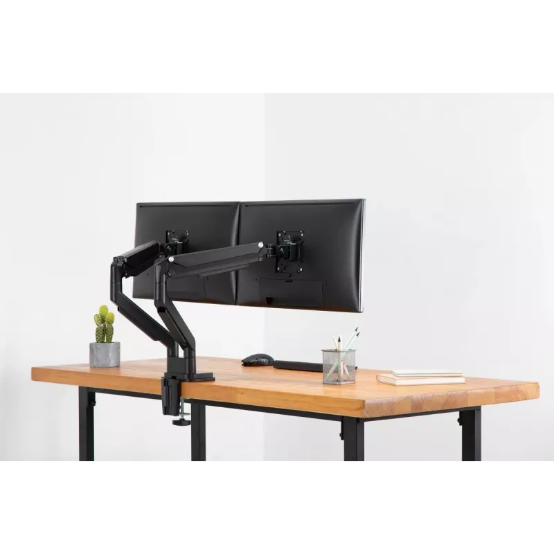 DIGITUS Universāls Divu Monitoru Stiprinājums Gāzes Atsperes Skava 17-32 collas 2x 9 kg