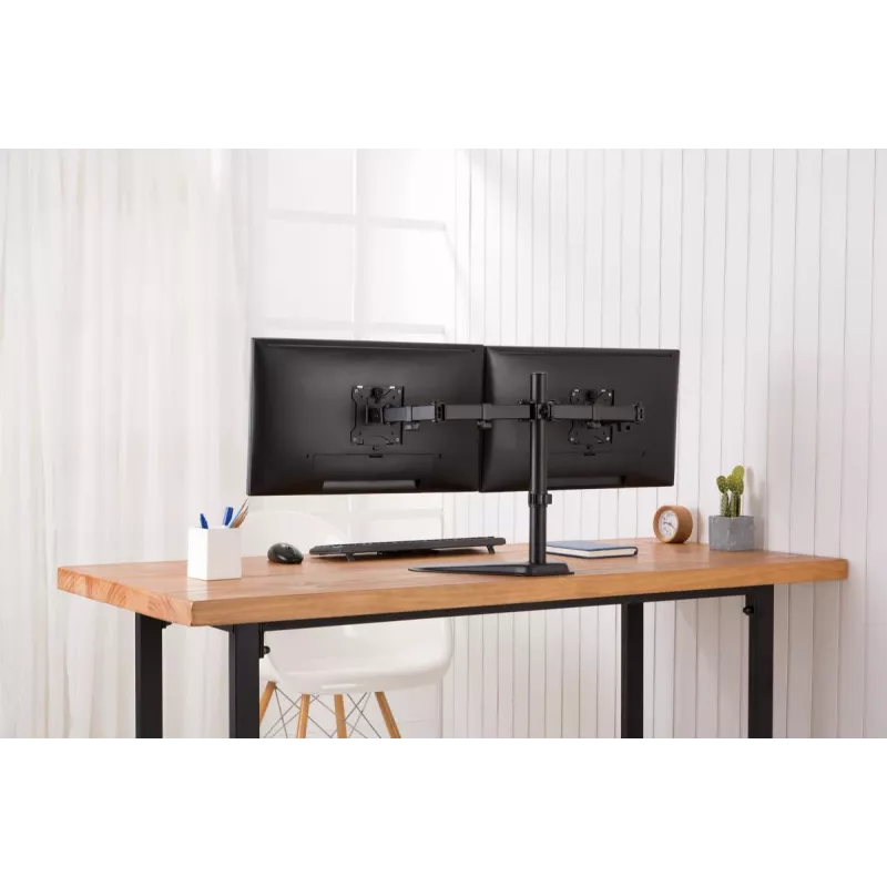 DIGITUS Universāls divu monitoru statīvs 17-32 collām 2x 8kg (maks.) Melns