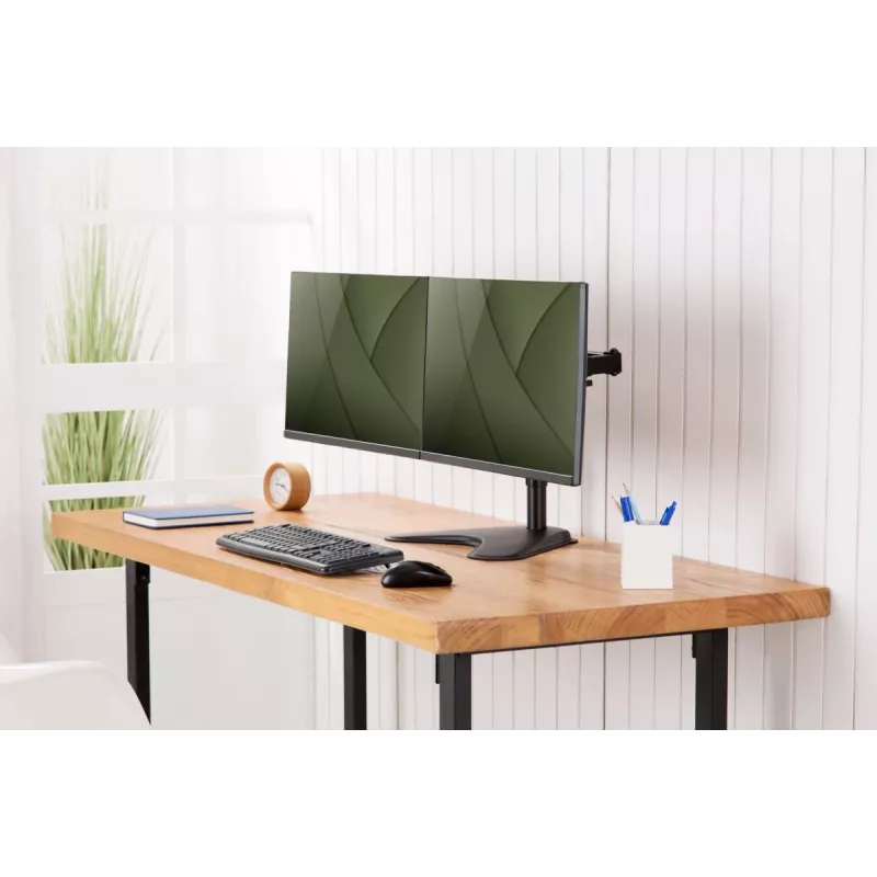 DIGITUS Universāls divu monitoru statīvs 17-32 collām 2x 8kg (maks.) Melns