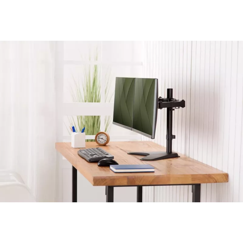 DIGITUS Universāls divu monitoru statīvs 17-32 collām 2x 8kg (maks.) Melns