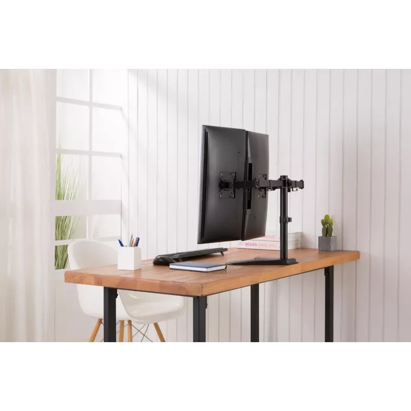 DIGITUS Universāls divu monitoru statīvs 17-32 collām 2x 8kg (maks.) Melns