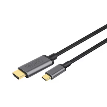 DIGITUS USB-C – HDMI adaptera kabelis, 2m, 4K/30Hz, melns, metāla korpuss