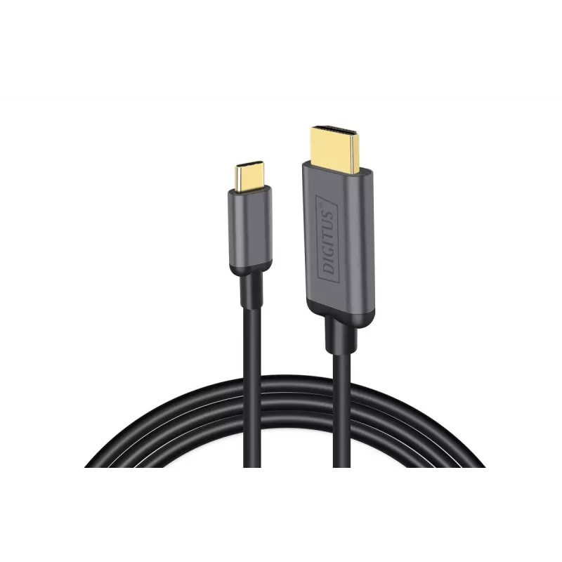 DIGITUS USB-C uz HDMI kabelis-adapteris, 4K/30 Hz, 1,8 m, melnā krāsā