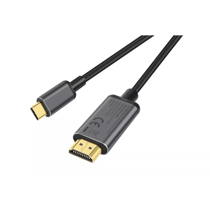 DIGITUS USB-C uz HDMI kabelis-adapteris, 4K/30 Hz, 1,8 m, melnā krāsā