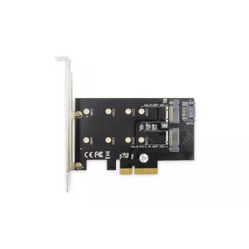 DIGITUS M.2 NGFF/NVMe SSD PCIe paplašināšanas karte, atbalsta B, M un B+M atslēgu, izmēri 80, 60, 42 un 30 mm