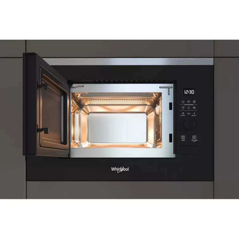 Iebūvējamā grila mikroviļņu krāsns WHIRLPOOL WMF201G, 800 W, 20 L, nerūsējošais tērauds/melns