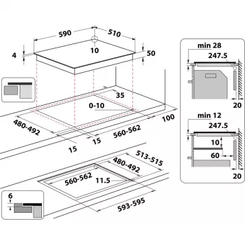 Whirlpool WS Q4860 NE Melna iebūvējamā 60 cm zonu indukcijas plīts 4 zonām
