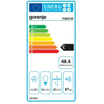 Gorenje TH60E3B tvaika nosūcējs daļēji iebūvējams (izvelkamais) Melns 350 m³/h