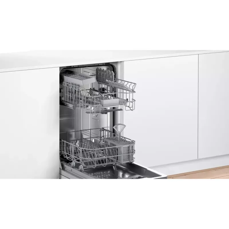 Iebūvējamā trauku mazgājamā mašīna Bosch Serie 2 SPV2IKX10E, šaura 45 cm, 9 komplekti, 48 dB, 5 programmas, nerūsējošā tērauda vanna