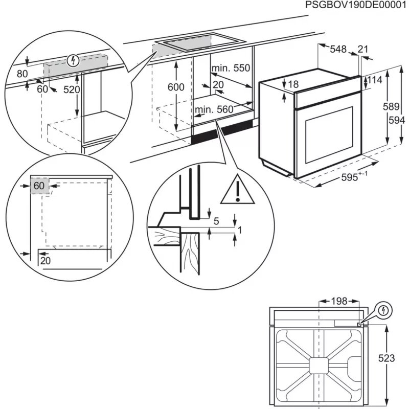 Electrolux EOF3H40X 2790 W Melns, Nerūsējošais tērauds