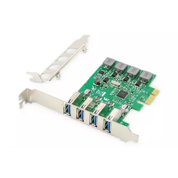 DIGITUS USB PCI-E papildinājuma karte USB 3.0, 4 porti A/F, Chipset: VL805, pašbarošanās