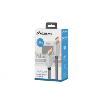 DisplayPort kabelis LANBERG CA-DPDP-20CU-0018-BK 1.8 m DisplayPort 1.4 32.4 Gbit/s HDR Apzeltīts