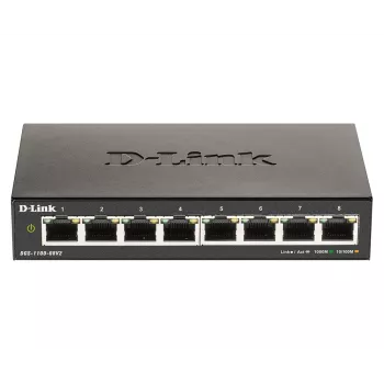 D-Link DGS-1100-08V2 pārvaldāms L2 Gigabit Ethernet (10/100/1000) slēdzis, melns