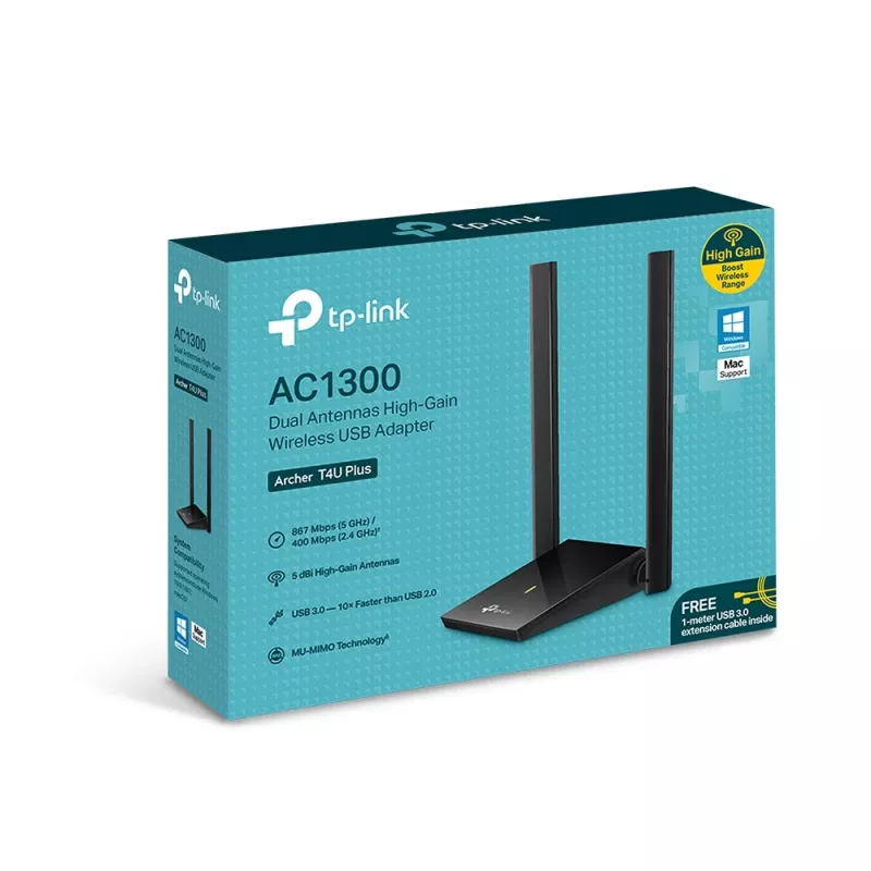 Bezvadu adapteris TP-Link Archer T4U Plus Divu joslu Wi-Fi 5