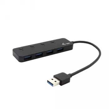 USB centrmezgls i-tec USB 3.0 Metāla HUB 4 porti ar individuāliem ieslēgšanas/izslēgšanas slēdžiem