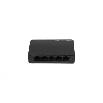 Nepārvaldāms tīkla slēdzis LANBERG DSP3-1005-60W, 5x Gigabit RJ-45, 4x PoE+ (60 W kopā), 10 Gbit/s komutācija