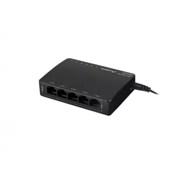 Nepārvaldāms tīkla slēdzis LANBERG DSP3-1005-60W, 5x Gigabit RJ-45, 4x PoE+ (60 W kopā), 10 Gbit/s komutācija