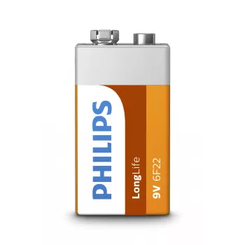 Philips 6F22L1B/10 9V cinka-oglekļa baterija (vienreizēja)