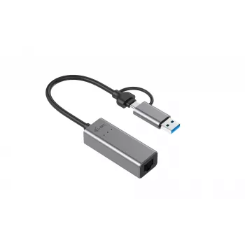 i-tec Metal USB-C/USB-A 2.5Gbps Ethernet Adapter, vadu, USB Type-A/USB Type-C, Ethernet, 2500 Mbit/s, pelēks