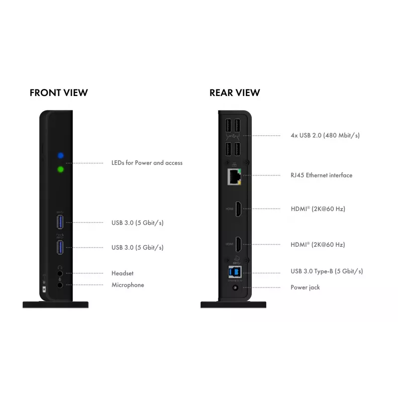 ICY BOX IB-DK2251AC USB 3.2 Gen 2 Type-A dokstacija, melna