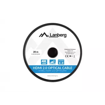 HDMI kabelis LANBERG CA-HDMI-20FB-0200-BK 20 m, HDMI 2.0, A tipa savienotāji, 18 Gbit/s, 4K@60Hz