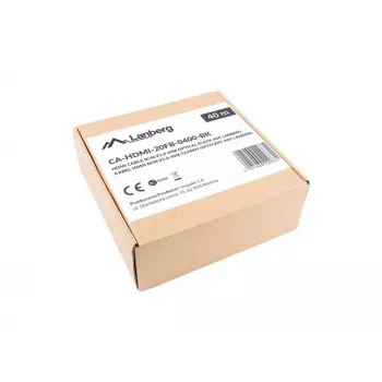 HDMI kabelis LANBERG CA-HDMI-20FB-0400-BK — 40 m, HDMI 2.0, 18 Gbit/s, 4K@144Hz, HDR, ARC, Ethernet