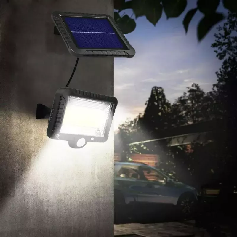 Āra saules LED prožektors MACLEAN MCE438, 5W, 400 lm, IP44, Li-Ion 5.2V, sienas montāža, balta gaisma, melns