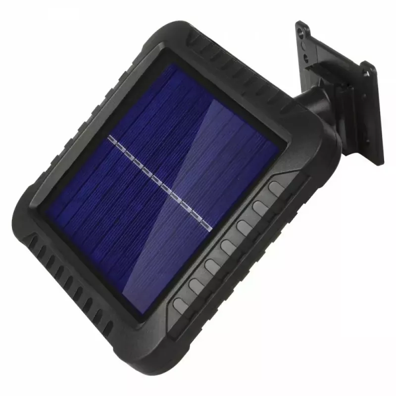 Āra saules LED prožektors MACLEAN MCE438, 5W, 400 lm, IP44, Li-Ion 5.2V, sienas montāža, balta gaisma, melns