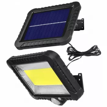 Āra saules LED prožektors MACLEAN MCE438, 5W, 400 lm, IP44, Li-Ion 5.2V, sienas montāža, balta gaisma, melns
