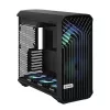 PC korpuss Fractal Design Torrent Tower Black — ATX/EATX/ITX, 2x180mm priekšējie ventilatori, 2x3.5 collu un 4x2.5 collu vietas, rūdīts stikls