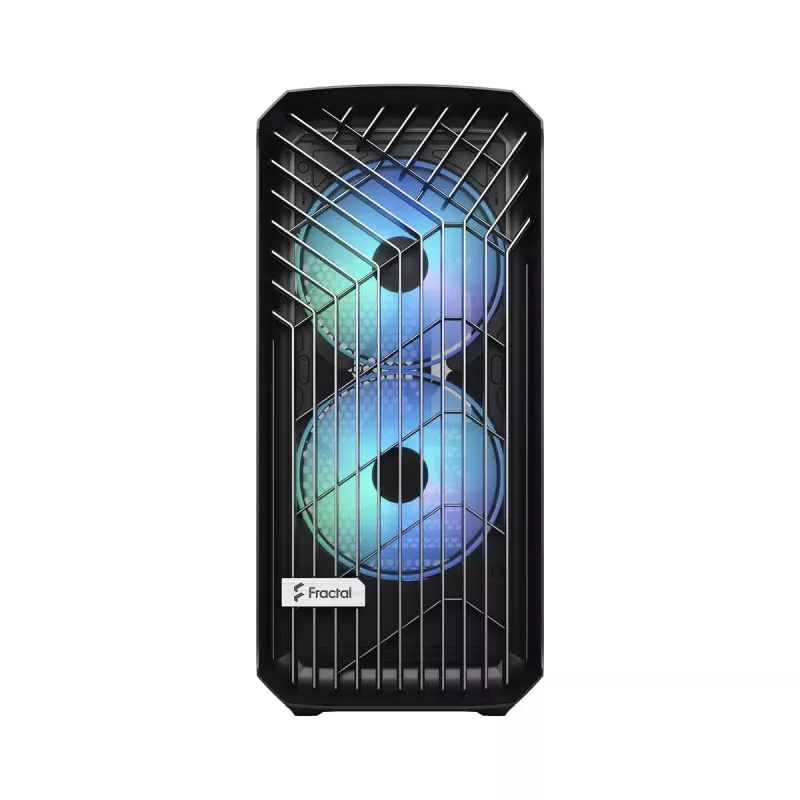 PC korpuss Fractal Design Torrent Tower Black — ATX/EATX/ITX, 2x180mm priekšējie ventilatori, 2x3.5 collu un 4x2.5 collu vietas, rūdīts stikls