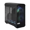 PC korpuss Fractal Design Torrent Tower Black — ATX/EATX/ITX, 2x180mm priekšējie ventilatori, 2x3.5 collu un 4x2.5 collu vietas, rūdīts stikls