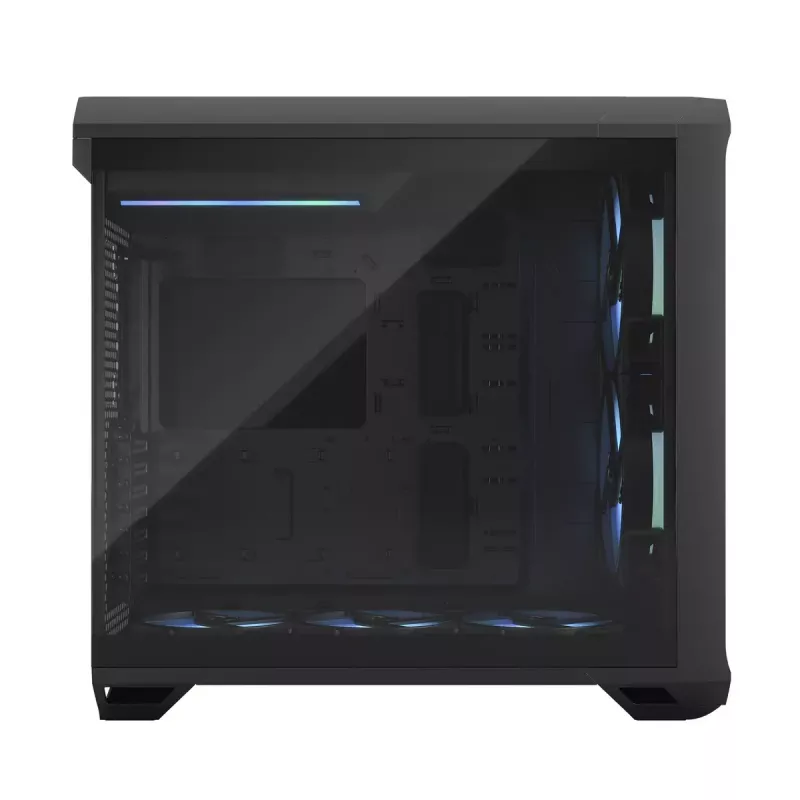 PC korpuss Fractal Design Torrent Tower Black — ATX/EATX/ITX, 2x180mm priekšējie ventilatori, 2x3.5 collu un 4x2.5 collu vietas, rūdīts stikls